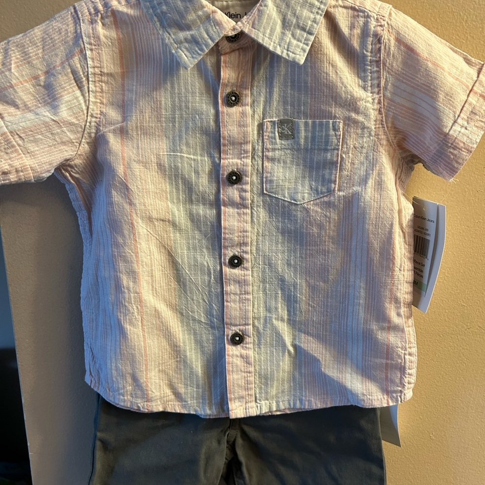 NWT Calvin Klein Striped Button-Up Shirt